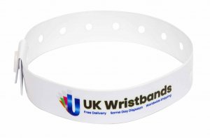 10000 Custom printed White L Shaped Wristbands