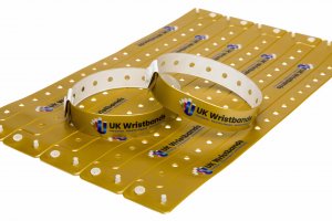 10000 Custom printed Gold L Shaped Wristbands