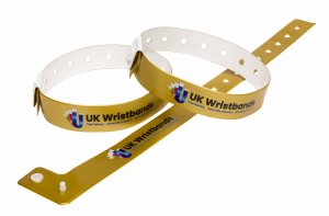 200 Custom printed Gold L Shaped Wristbands