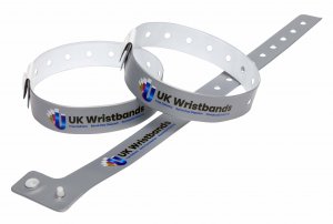 50 Custom printed Silver L Shaped Wristbands