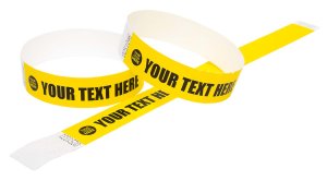 100 Premium Custom Printed Yellow Tyvek Wristbands 3/4″