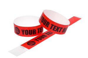 100 Premium Custom Printed Red Tyvek Wristbands