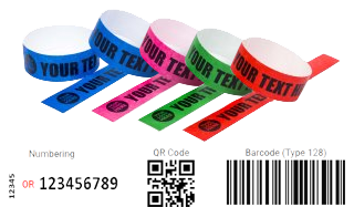 Custom Printed Tyvek Paper Wristbands With Variable Data